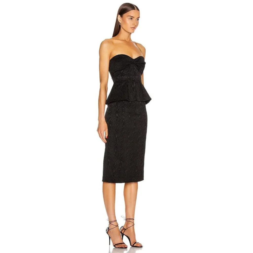 Veronica Beard NWT Strapless Black Dress 12 Peplum Allyson Silver Zip - Picture 1 of 6